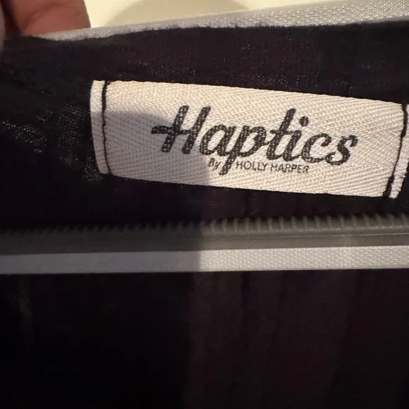 EUC Haptics Black Top with Leopard, Camo and Lace Sleeves - Picture 4 of 7